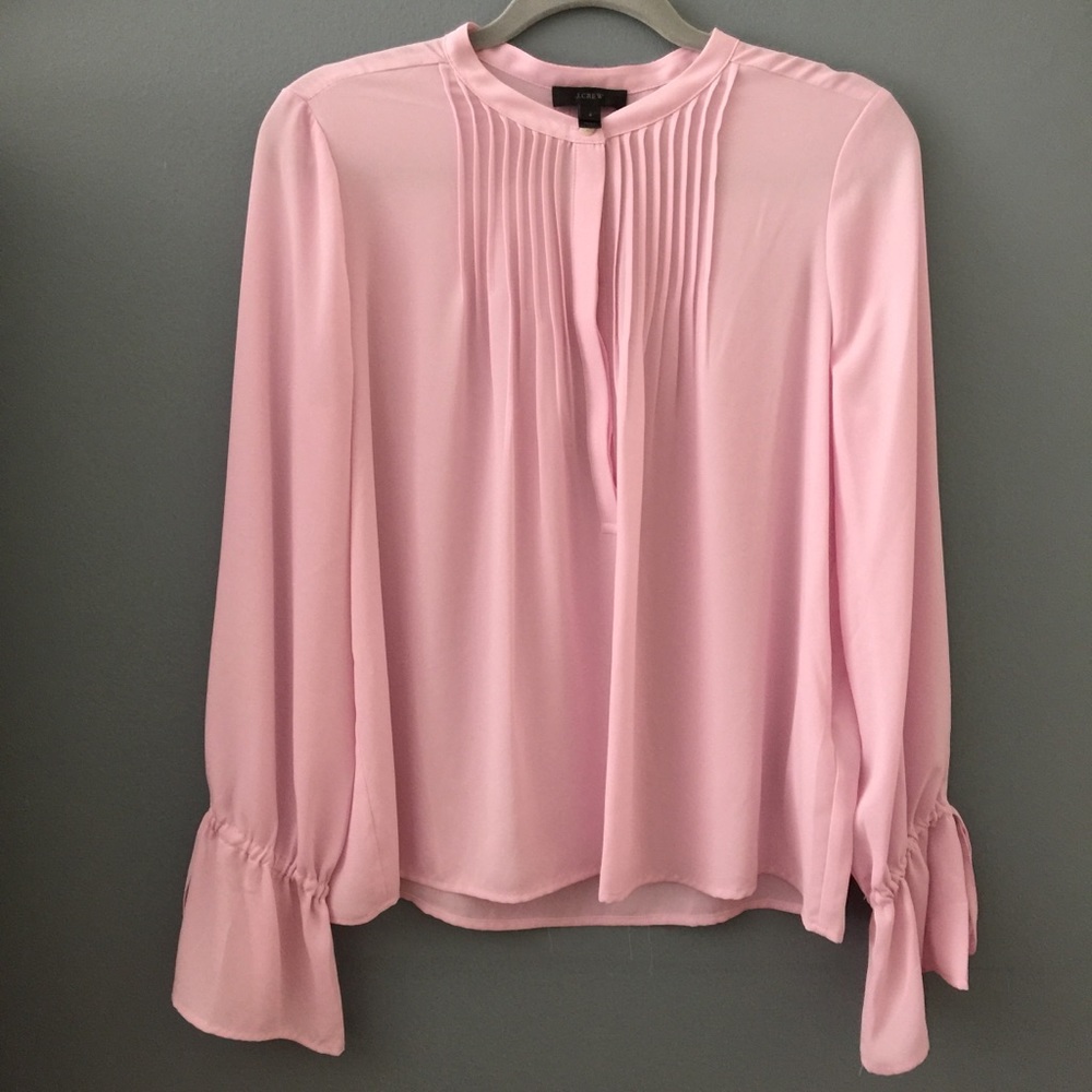 J.Crew Tie Sleeve Top with Pintucked Blouse H7544